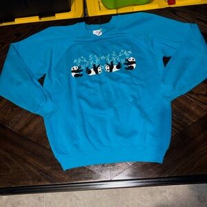 Hanes Turquoise Kids Sweatshirt with Panda Graphic